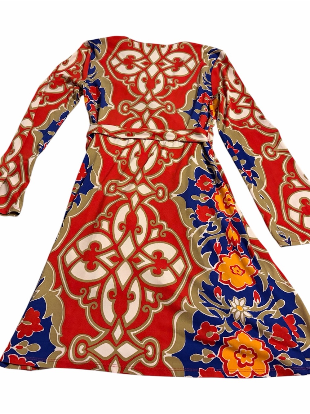 Hale Bob Wrap Dress XS Colorful Geometric Print Long Sleeve Boho Resort EUC - Picture 3 of 3